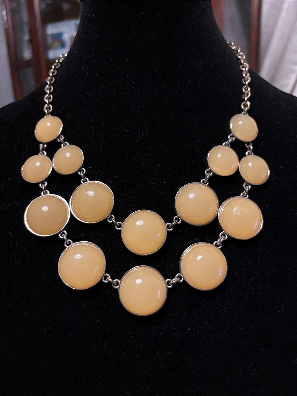 Ann Taylor Beige Bubble Bib Necklace